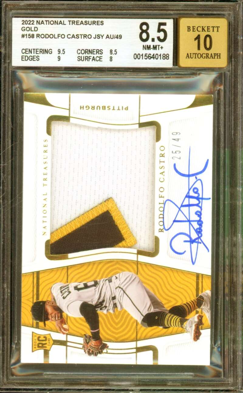 Rodolfo Castro Rookie 2022 National Treasures Gold (25/49) (pop 1) #158 BGS 8.5 Image 1