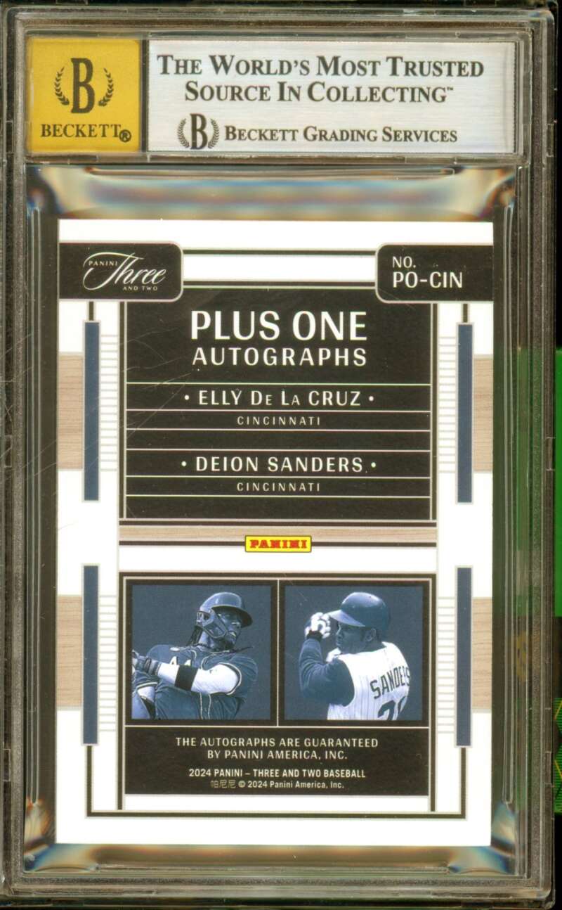 Deion Sanders /Ely De La Cruz 2024 Panini Three Two Plus One Autographs #1 BGS 9 Image 2