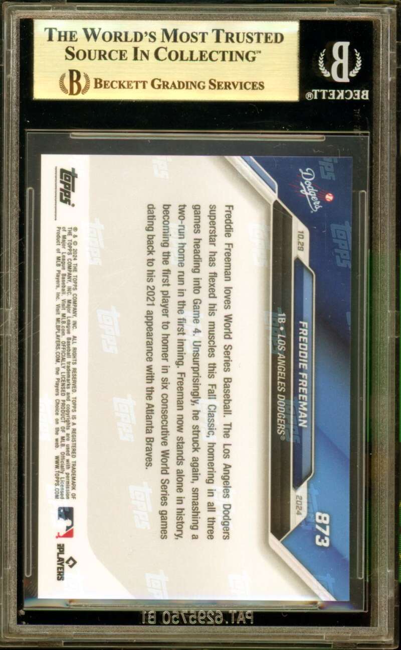 Freddie Freeman Card 2024 Topps Now #873 (PRISTINE) BGS 10 Image 2