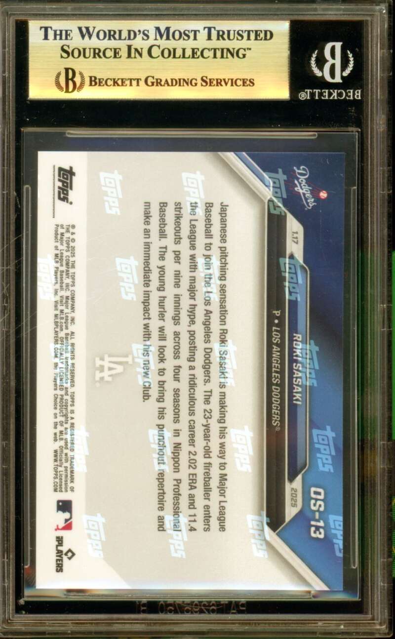 Roki Sasaki Rookie Card 2024 Topps Now Offseason #Os13 (PRISTINE) BGS 10 Image 2