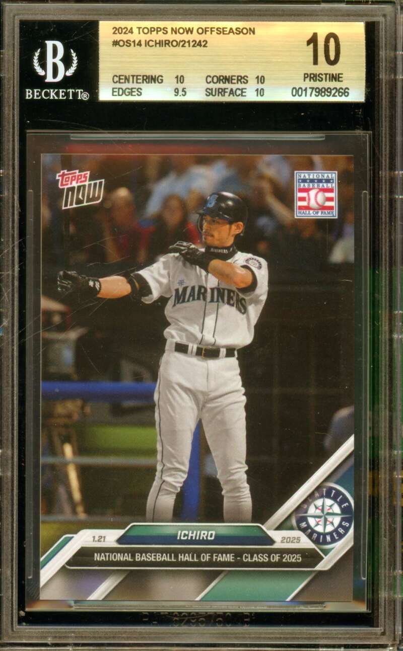 Ichiro Suzuki Card 2024 Topps Now Offseason #Os14 (PRISTINE) BGS 10 Image 1