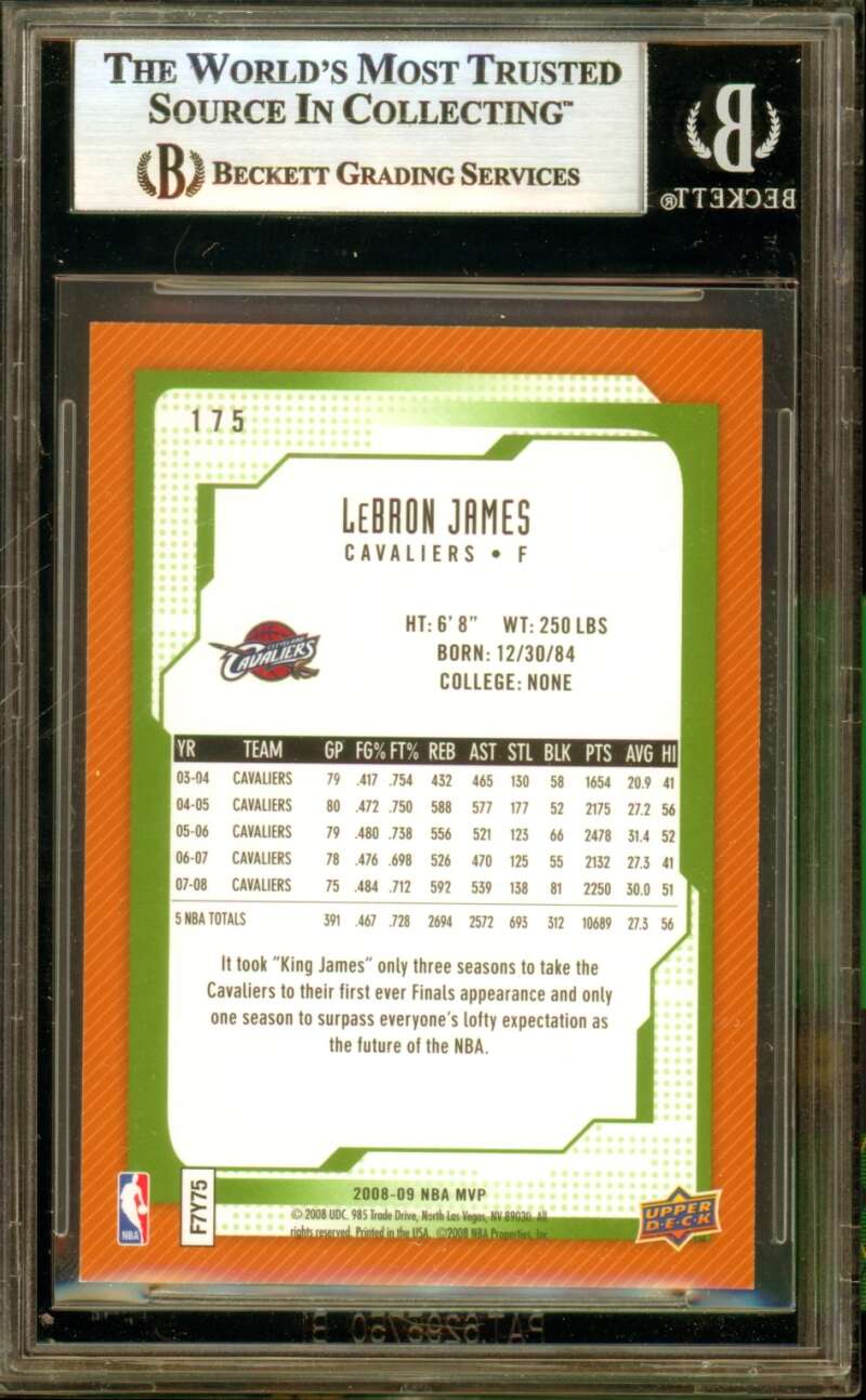 LeBron James Card 2008-09 Upper Deck MVP #175 BGS 7.5 Image 2