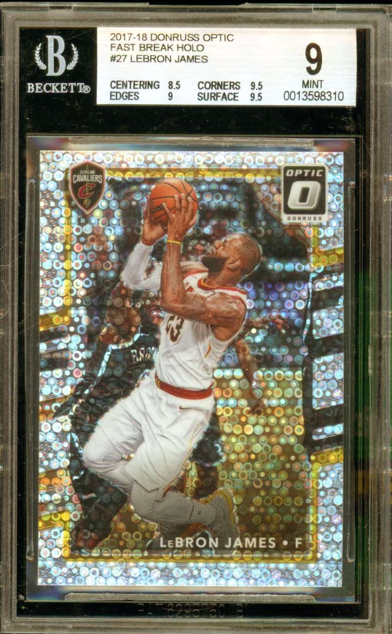 Lebron James Card 2017-18 Donruss Optic Fast Break Holo #27 BGS 9 Image 1