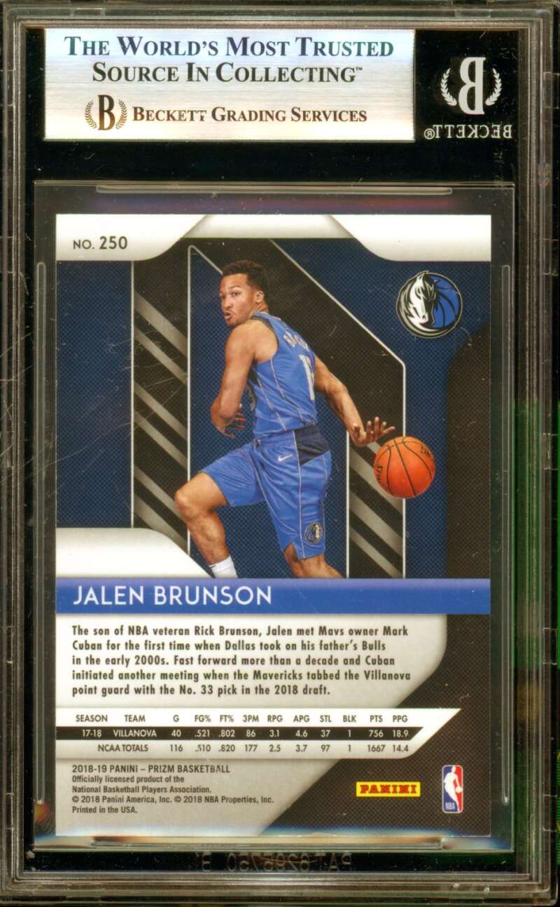 Jalen Brunson Rookie Card 2018-19 Panini Prizm #250 BGS 7 Image 2