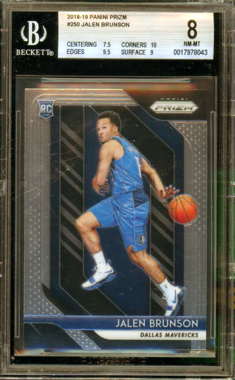Jalen Brunson Rookie Card 2018-19 Panini Prizm #250 BGS 8 Image 1