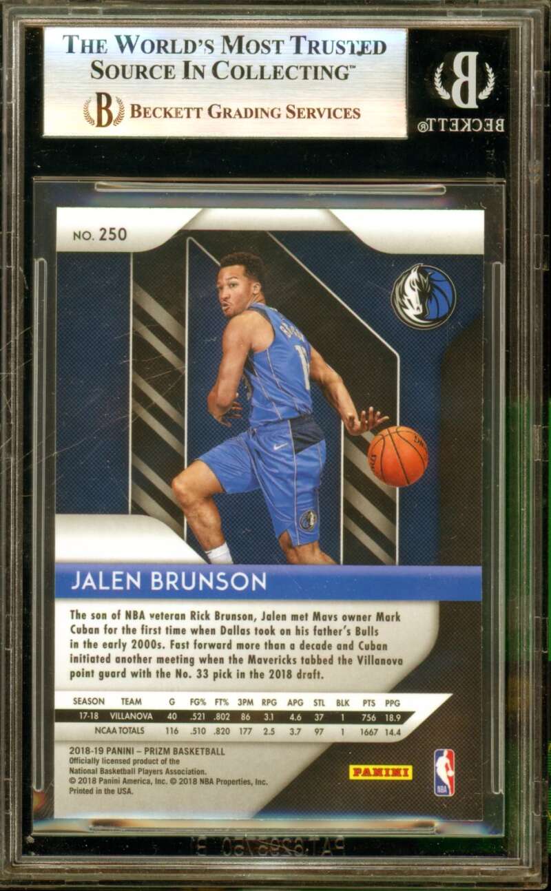 Jalen Brunson Rookie Card 2018-19 Panini Prizm #250 BGS 8 Image 2