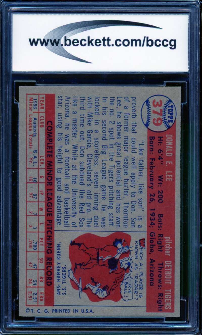 Don Lee Card 1957 Topps #379 BGS BCCG 8 Image 2