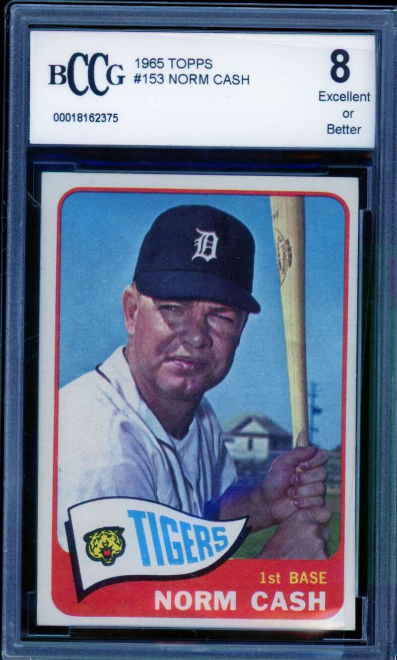 Norm Cash Card 1965 Topps #153 BGS BCCG 8 Image 1