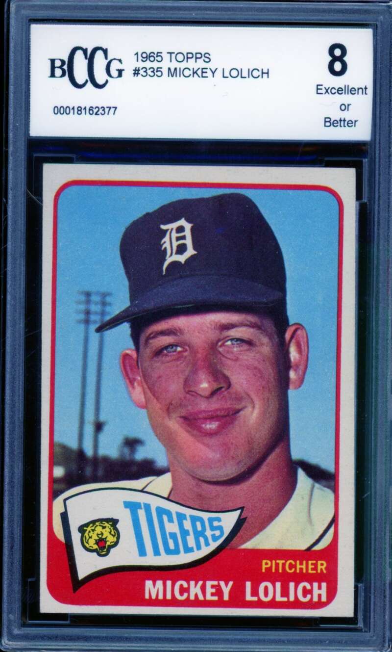 Mickey Lolich Card 1965 Topps #335 BGS BCCG 8 Image 1