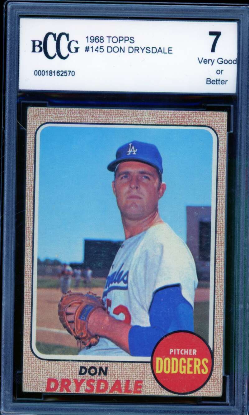 Don Drysdale Card 1968 Topps #145 BGS BCCG 7 Image 1