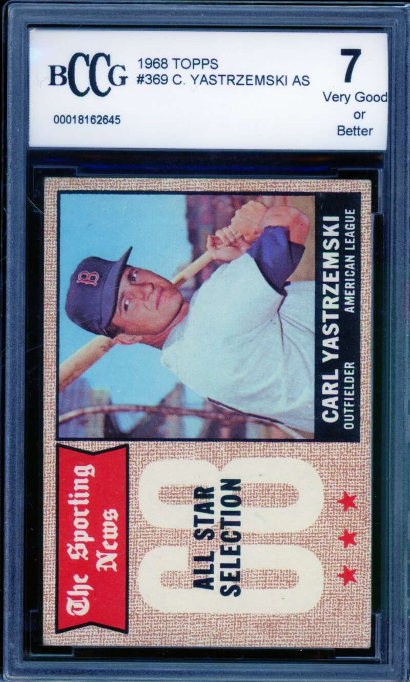 Carl Yastrzemski AS Card 1968 Topps #369 BGS BCCG 7 Image 1