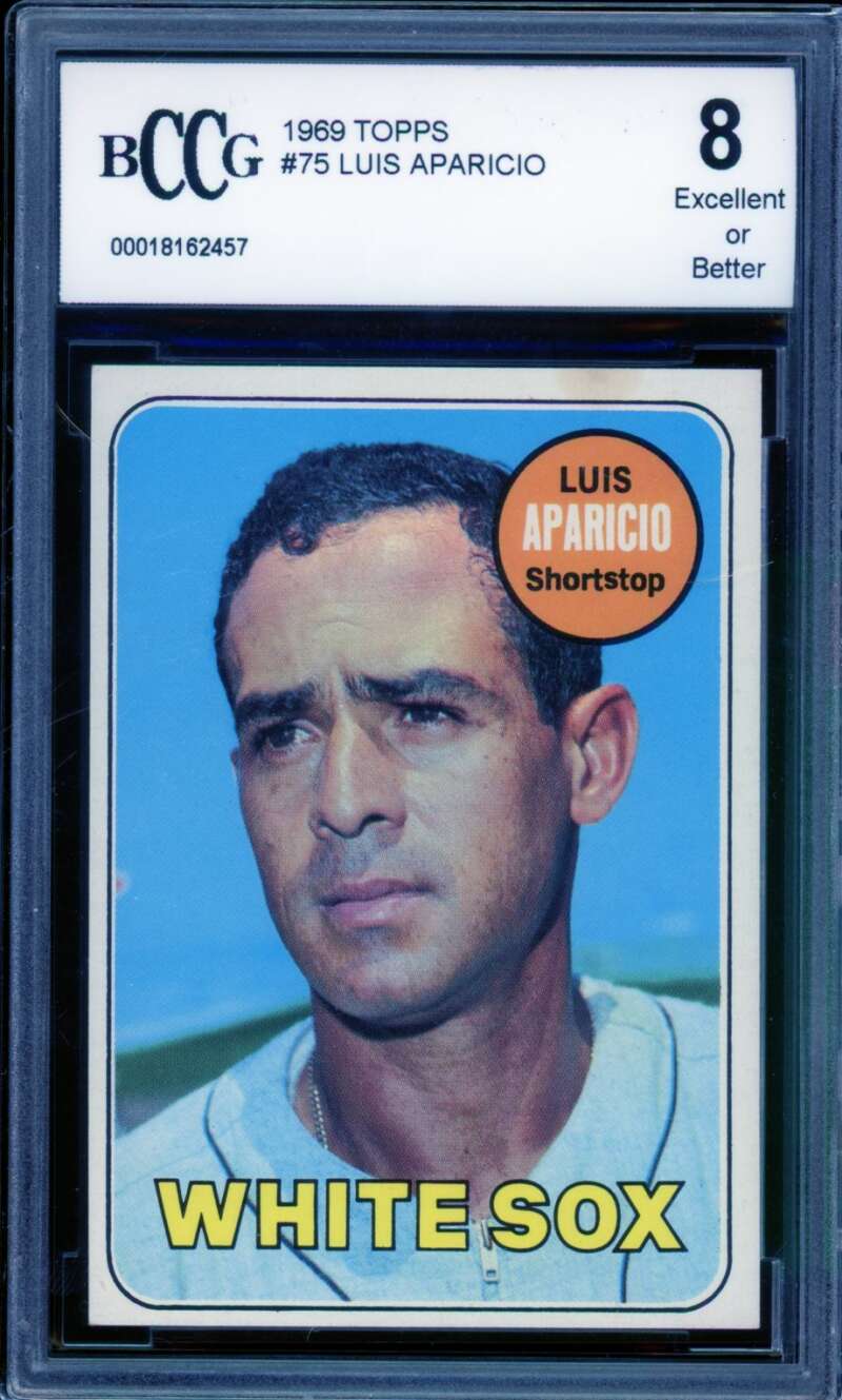Luis Aparicio Card 1969 Topps #75 BGS BCCG 8 Image 1