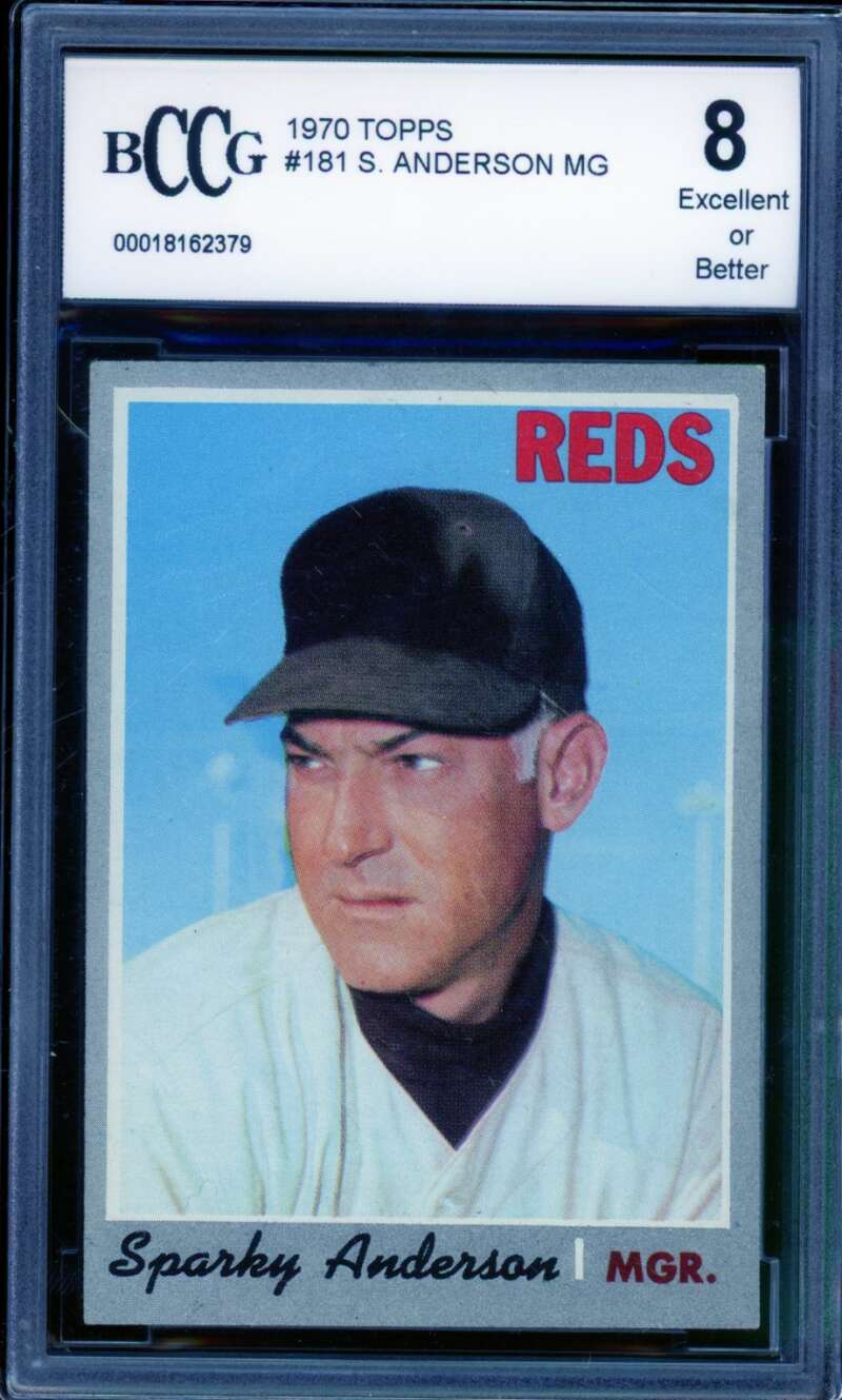 Sparky Anderson Card 1970 Topps #181 BGS BCCG 8 Image 1