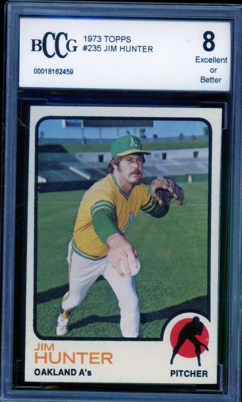 Jim Hunter Card 1973 Topps #235 BGS BCCG 8 Image 1