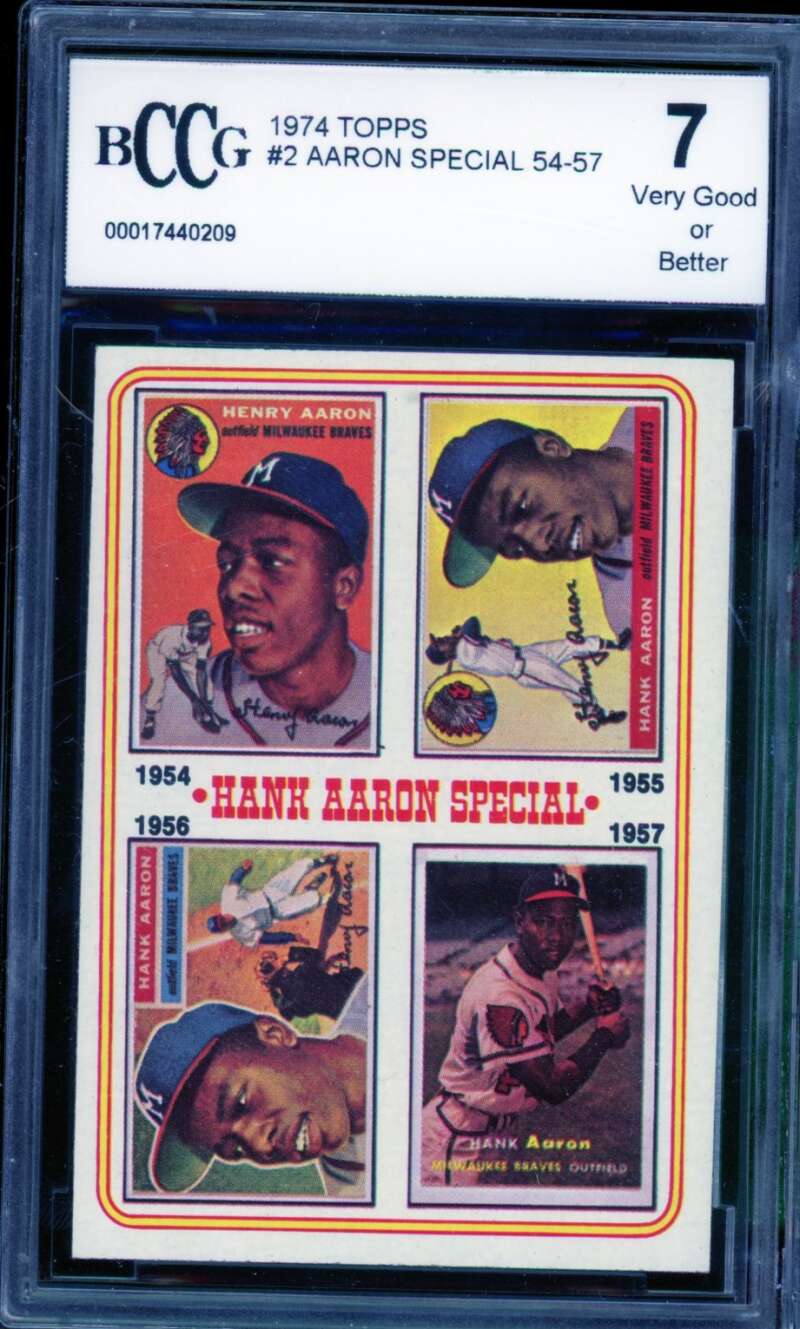 Hank Aaron Special Card 1974 Topps #2 BGS BCCG 7 Image 1