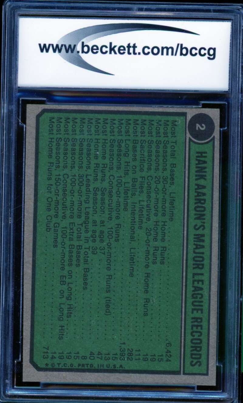 Hank Aaron Special Card 1974 Topps #2 BGS BCCG 7 Image 2