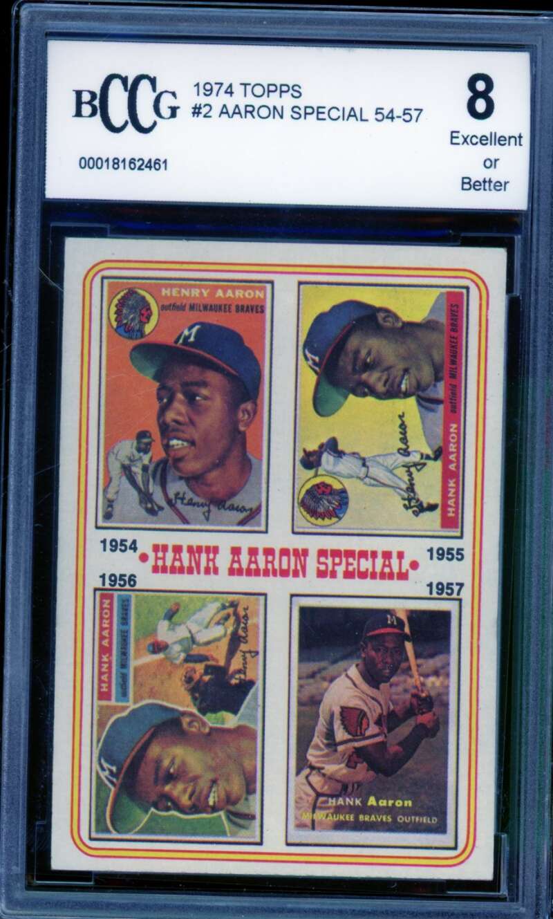 Hank Aaron Special Card 1974 Topps #2 BGS BCCG 8 Image 1