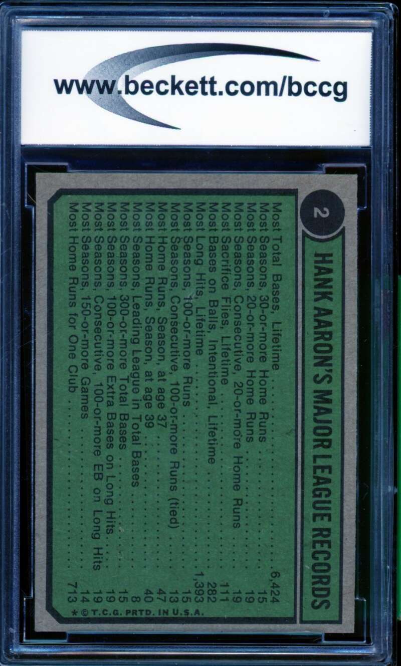 Hank Aaron Special Card 1974 Topps #2 BGS BCCG 8 Image 2