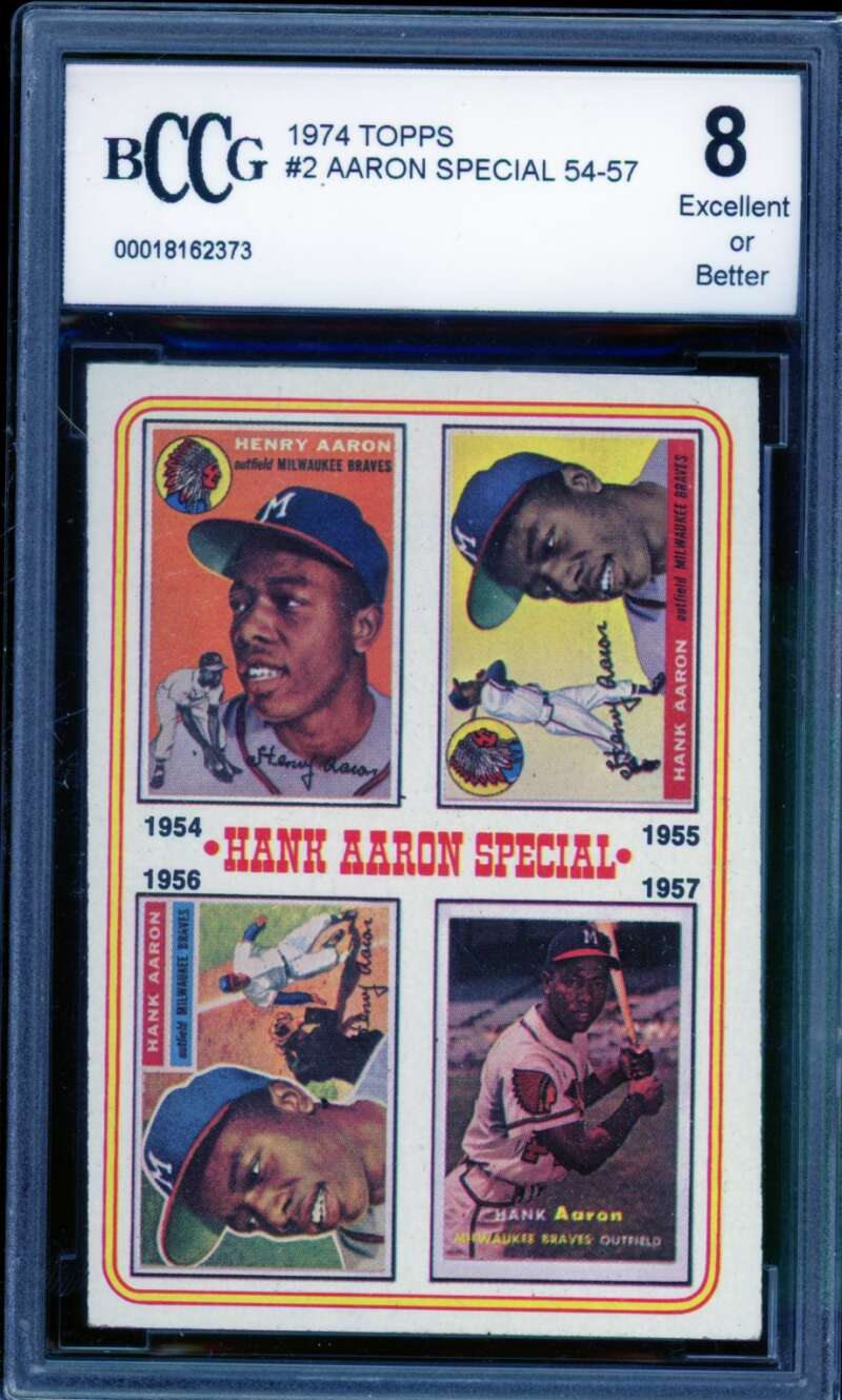 Hank Aaron Special Card 1974 Topps #2 BGS BCCG 8 Image 1