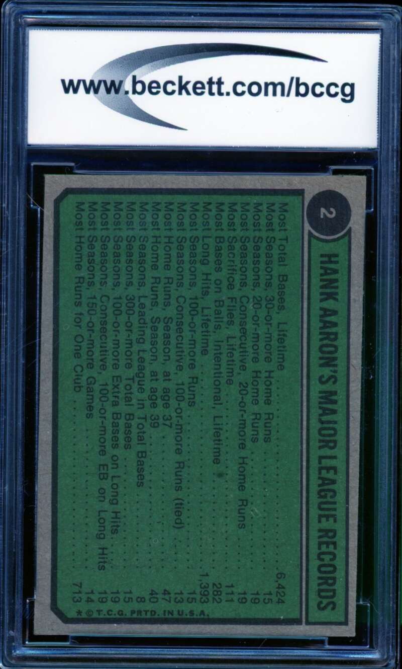 Hank Aaron Special Card 1974 Topps #2 BGS BCCG 8 Image 2