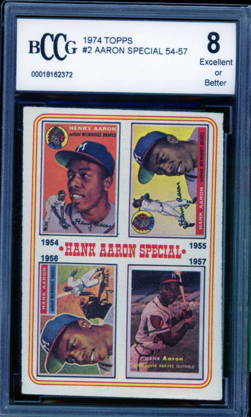 Hank Aaron Special Card 1974 Topps #2 BGS BCCG 8 Image 1