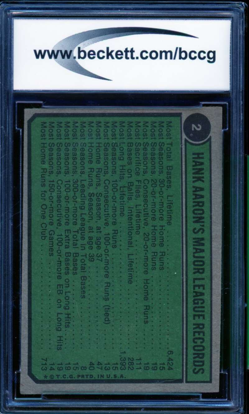 Hank Aaron Special Card 1974 Topps #2 BGS BCCG 8 Image 2
