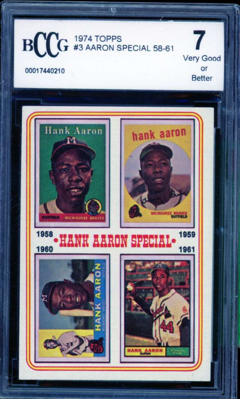 Hank Aaron Special Card 1974 Topps #3 BGS BCCG 7 Image 1