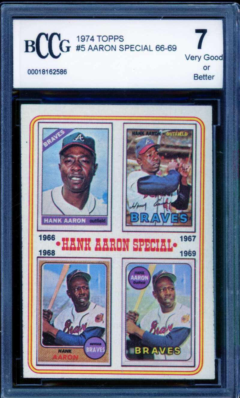 Hank Aaron Special Card 1974 Topps #5 BGS BCCG 7 Image 1