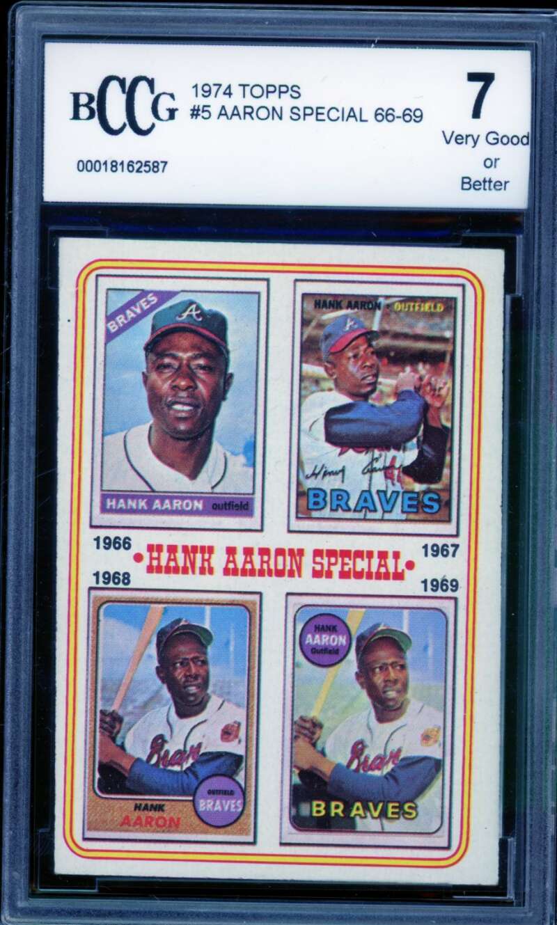 Hank Aaron Special Card 1974 Topps #5 BGS BCCG 7 Image 1