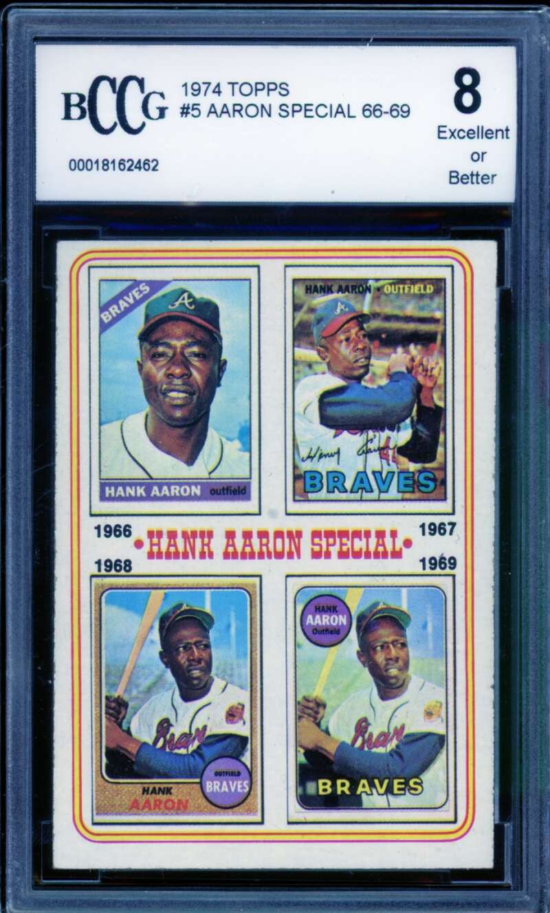 Hank Aaron Special Card 1974 Topps #5 BGS BCCG 8 Image 1