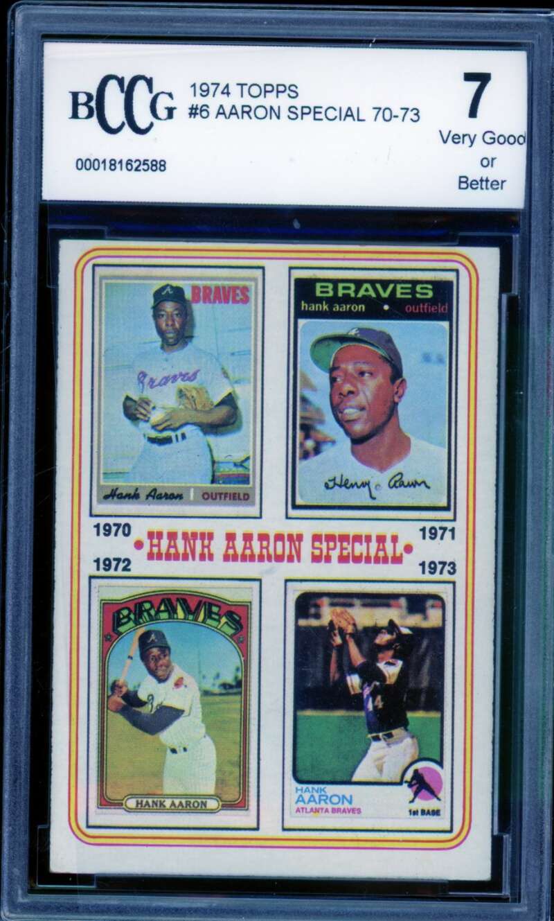 Hank Aaron Special Card 1974 Topps #6 BGS BCCG 7 Image 1