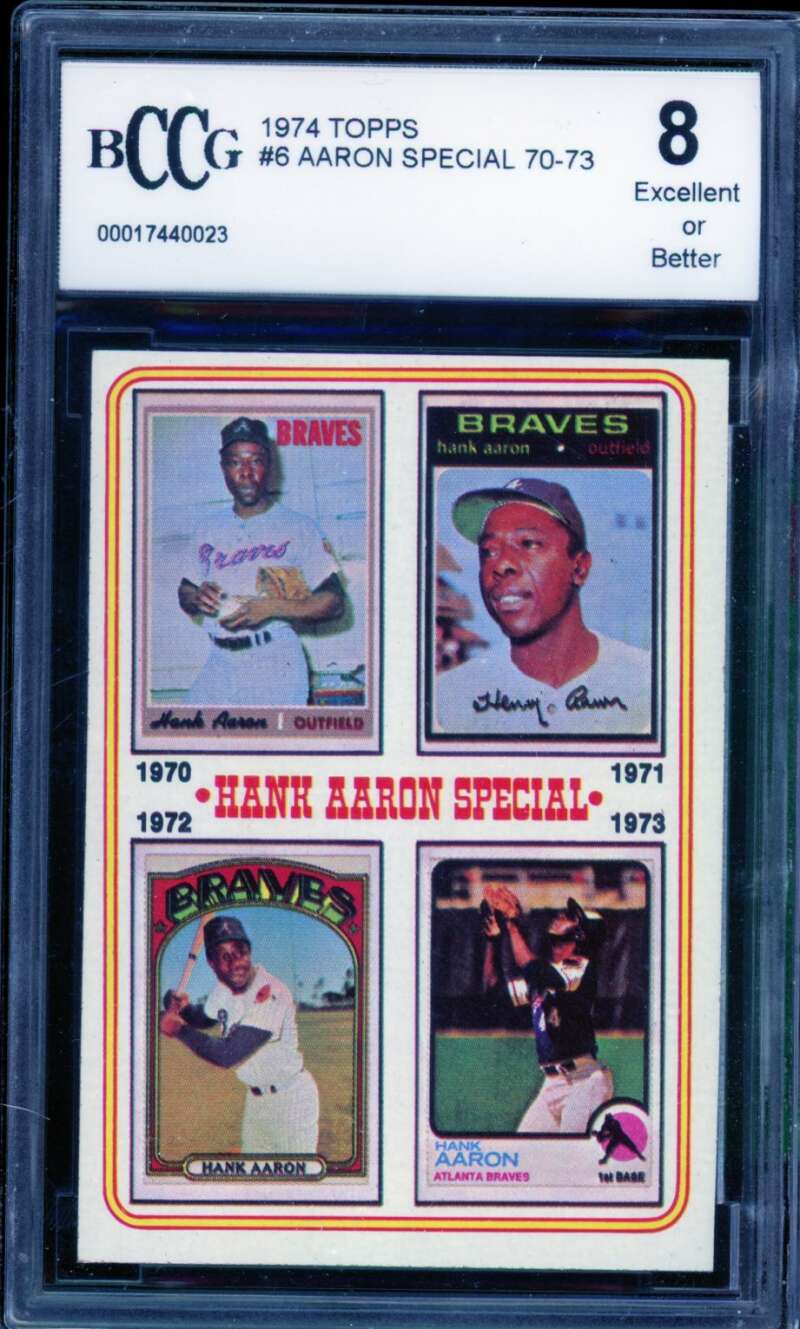 Hank Aaron Special Card 1974 Topps #6 BGS BCCG 8 Image 1