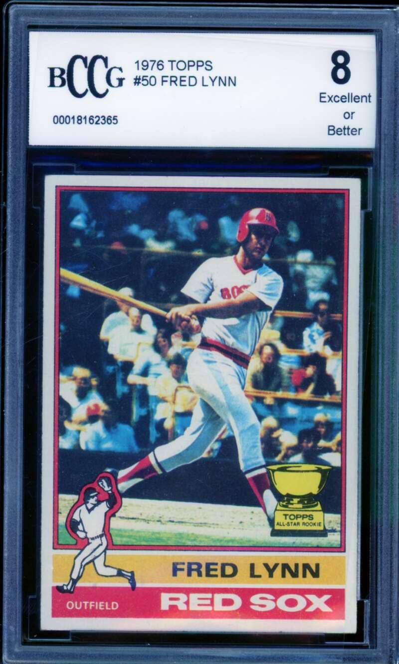 Fred Lynn Card 1976 Topps #50 BGS BCCG 8 Image 1