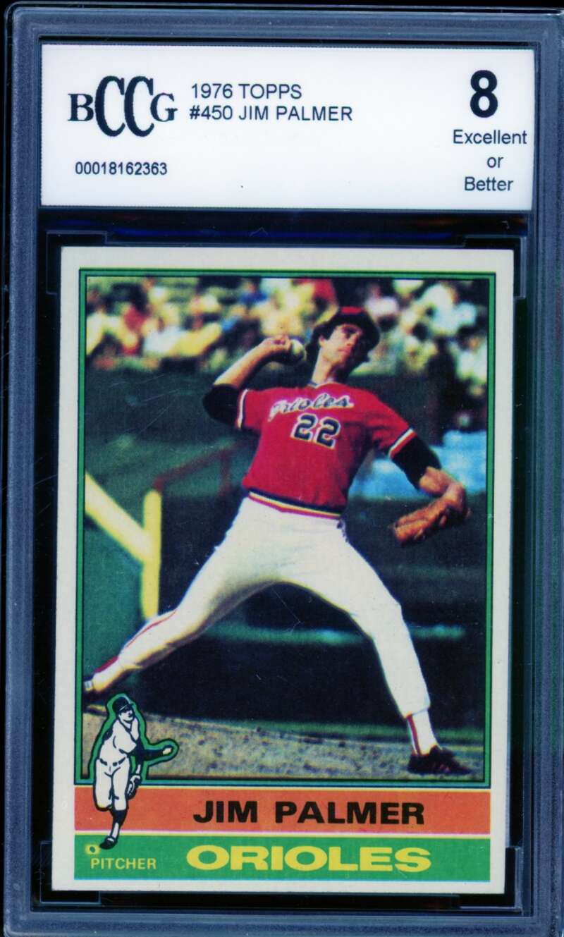 Jim Palmer Card 1976 Topps #450 BGS BCCG 8 Image 1