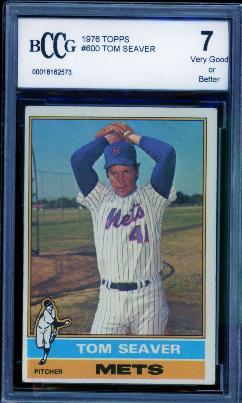 Tom Seaver Card 1976 Topps #600 BGS BCCG 7 Image 1