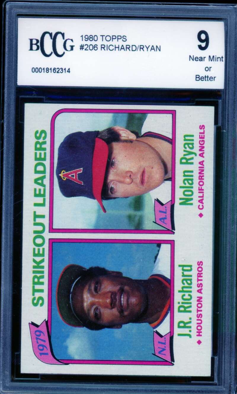 J.R. Richard/Nolan Ryan Card 1980 Topps #206 BGS BCCG 9 Image 1