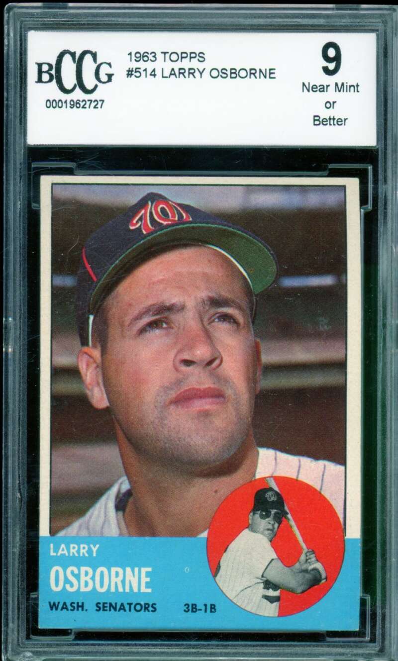 Larry Osborne Card 1963 Topps #514 BGS BCCG 9 Image 1