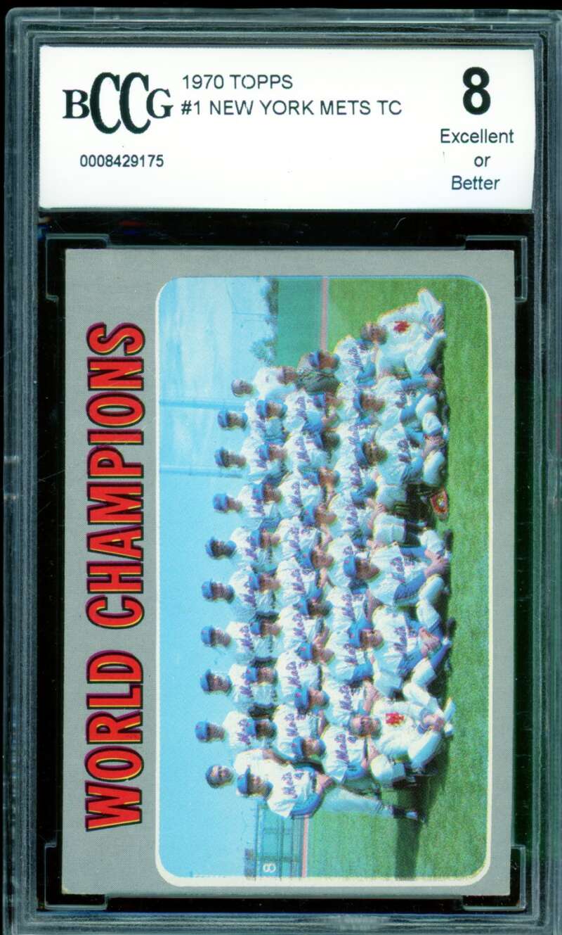 New York Mets Team Card 1970 Topps #1 BGS BCCG 8 Image 1