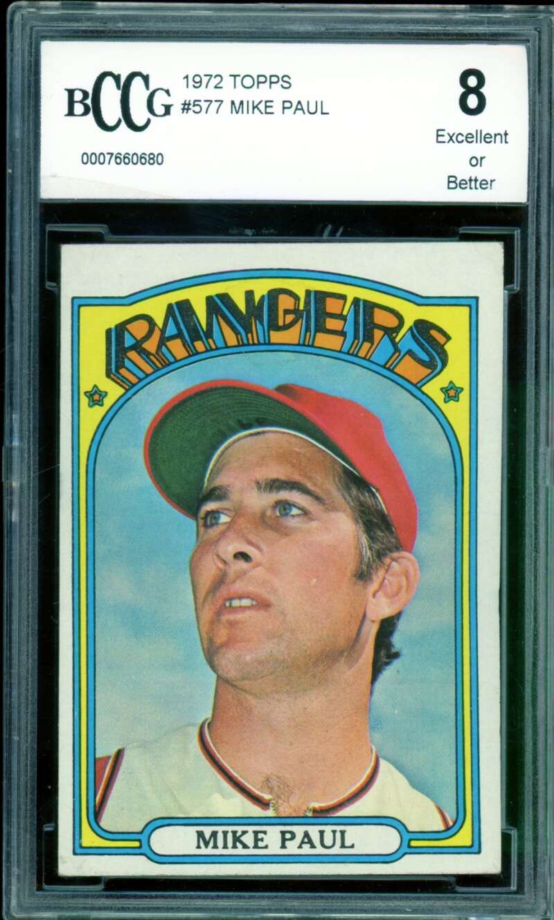 Mike Paul Card 1972 Topps #577 BGS BCCG 8 Image 1