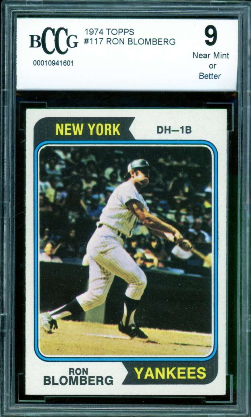 Ron Blomberg Card 1974 Topps #117 BGS BCCG 9 Image 1