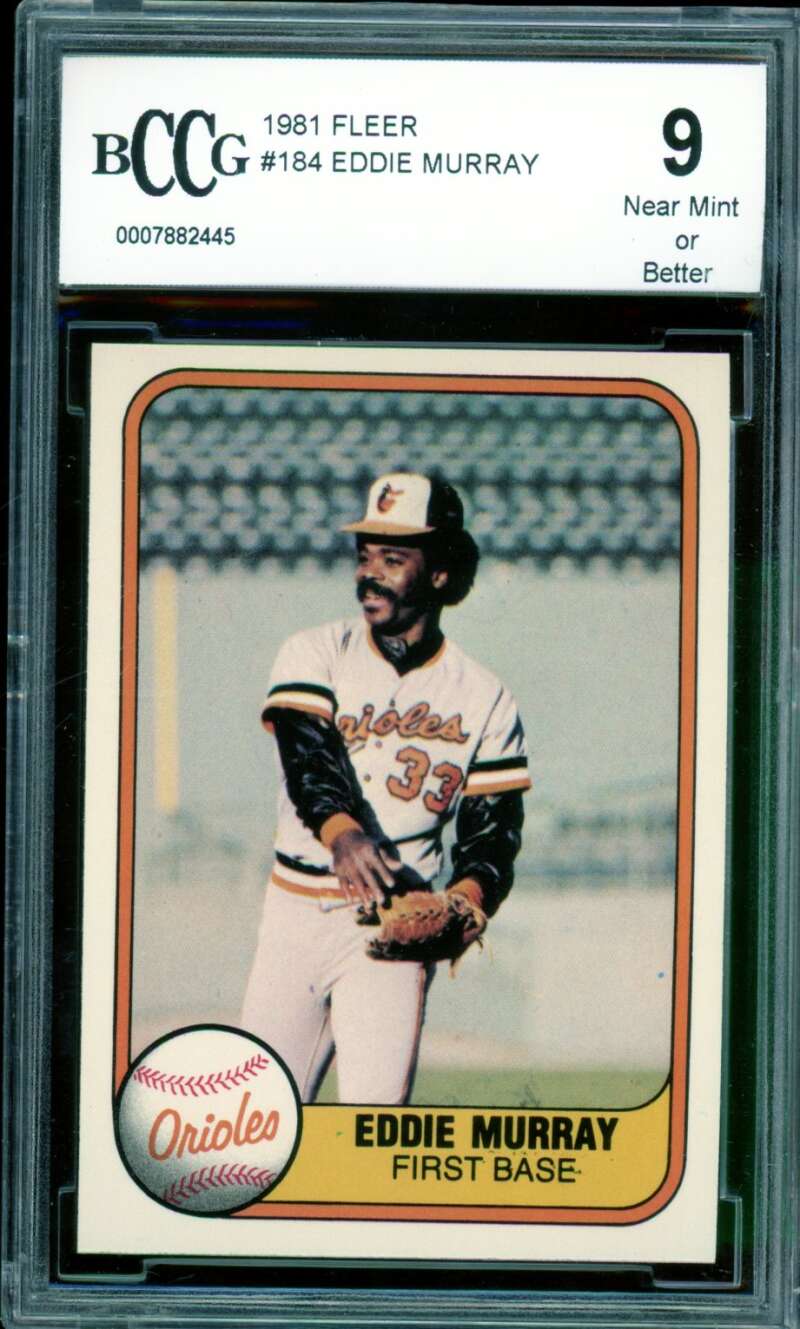 Eddie Murray Card 1981 Fleer #184 BGS BCCG 9 Image 1