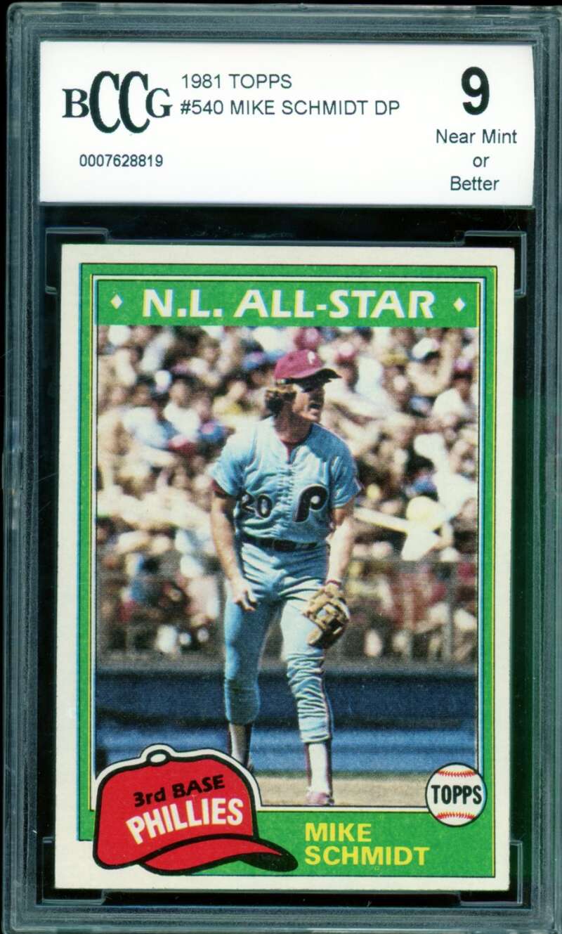 Mike Schmidt Card 1981 Topps #540 BGS BCCG 9 Image 1