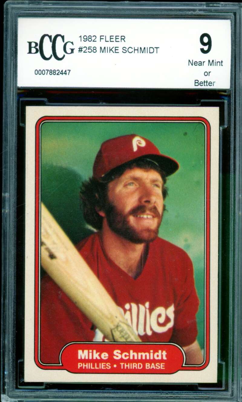 Mike Schmidt Card 1982 Fleer #258 BGS BCCG 9 Image 1
