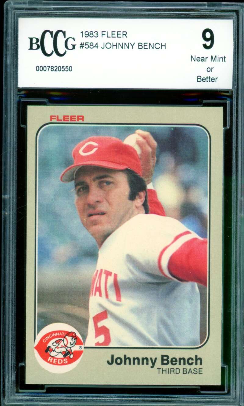 Johnny Bench Card 1983 Fleer #584 BGS BCCG 9 Image 1