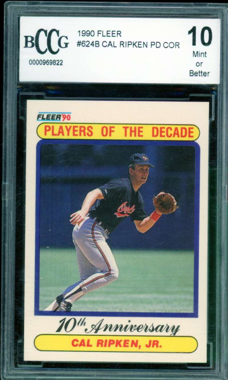 Cal Ripken Jr. Card 1990 Fleer #624B BGS BCCG 10 Image 1