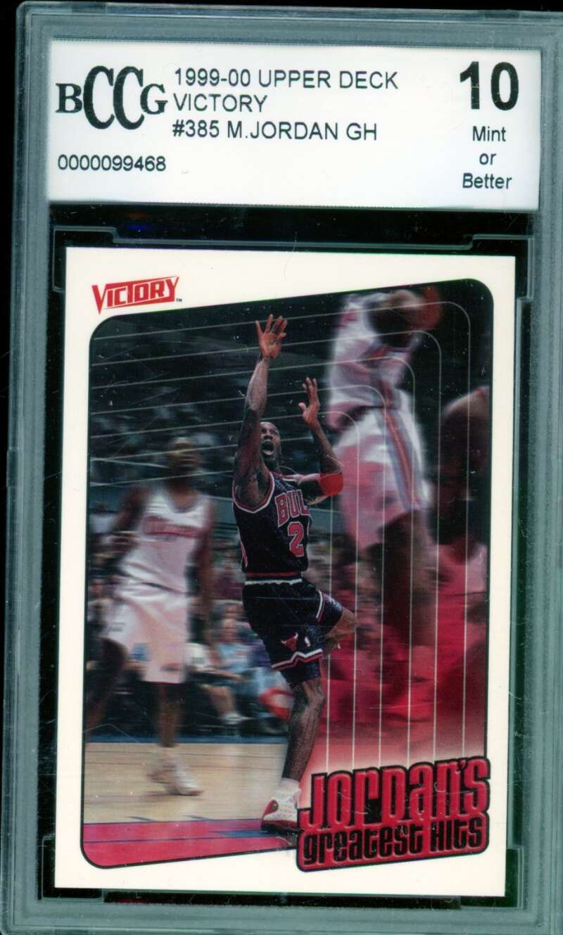 Michael Jordan Card 1999-00 Upper Deck Victory #385 BGS BCCG 10 Image 1