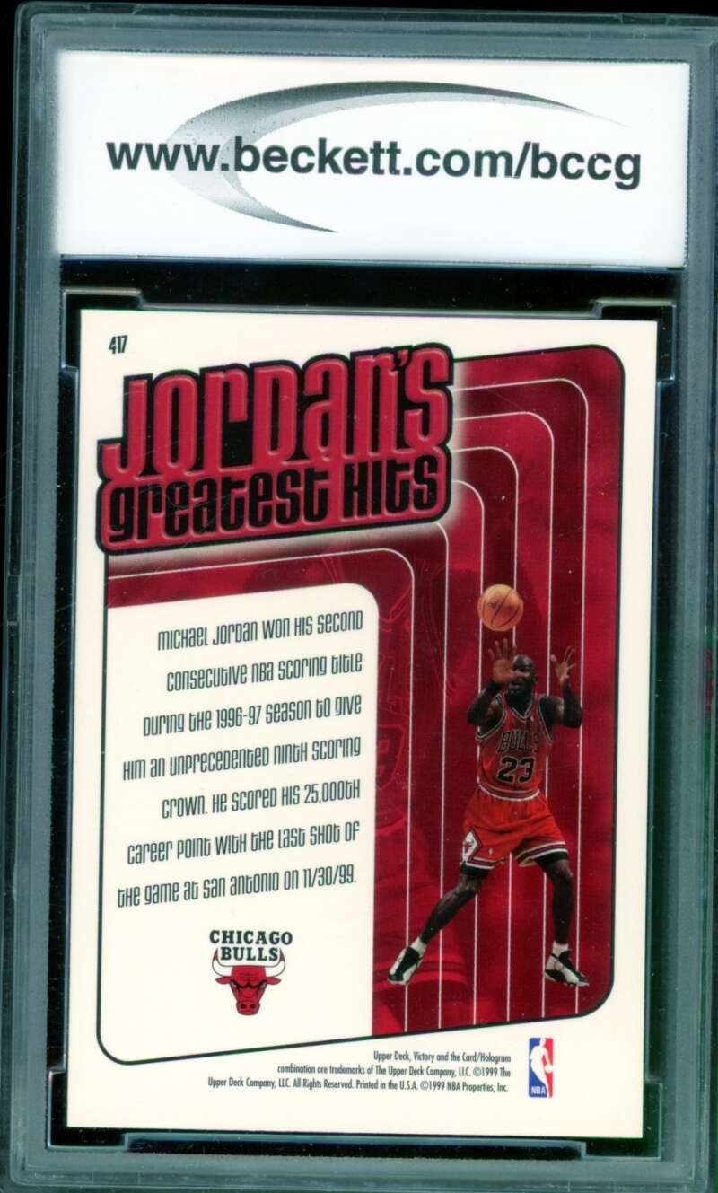 Michael Jordan Card 1999-00 Upper Deck Victory #417 BGS BCCG 10 Image 2
