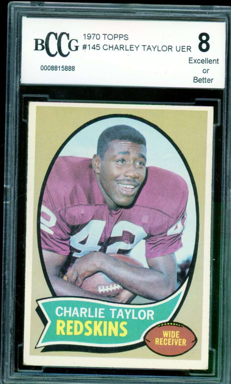 Charley Taylor Card 1970 Topps #145 BGS BCCG 8 Image 1
