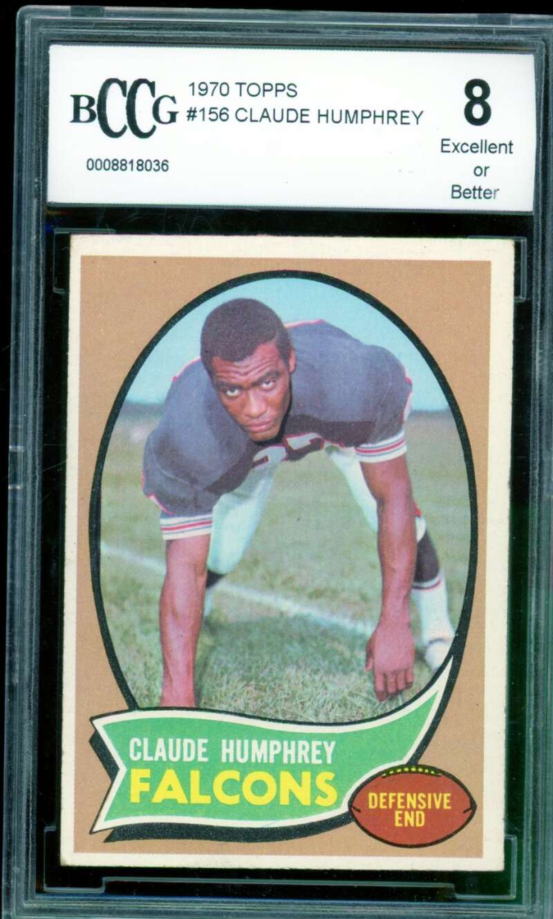 Claude Humphrey Rookie Card 1970 Topps #156 BGS BCCG 8 Image 1