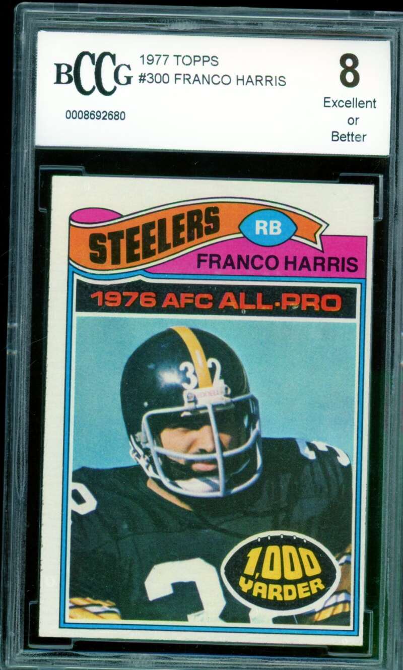 Franco Harris Card 1977 Topps #300 BGS BCCG 8 Image 1